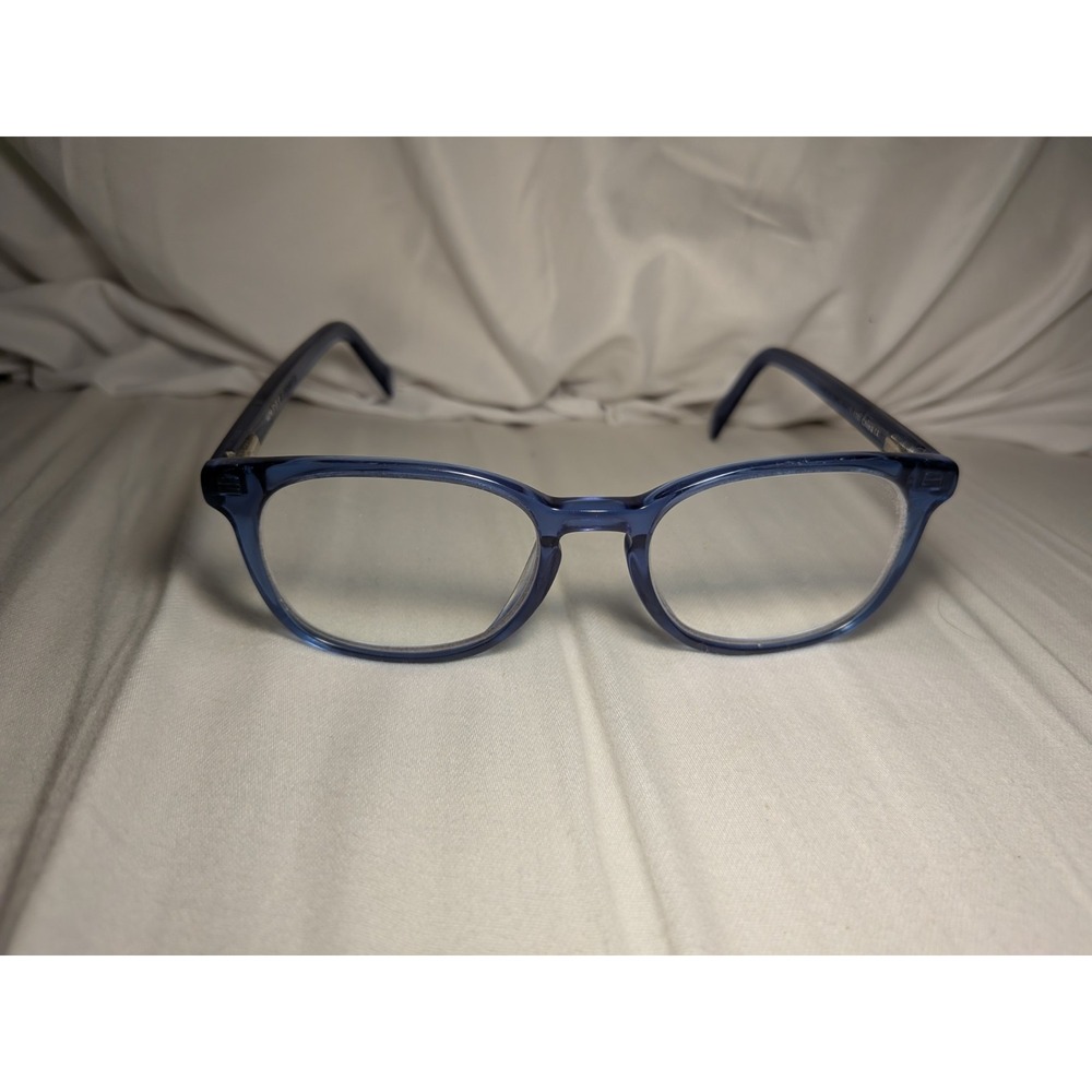 Warby Parker WP Blue Gray Clear Oval Frame Eyeglasses Lyle 370 47 18 140